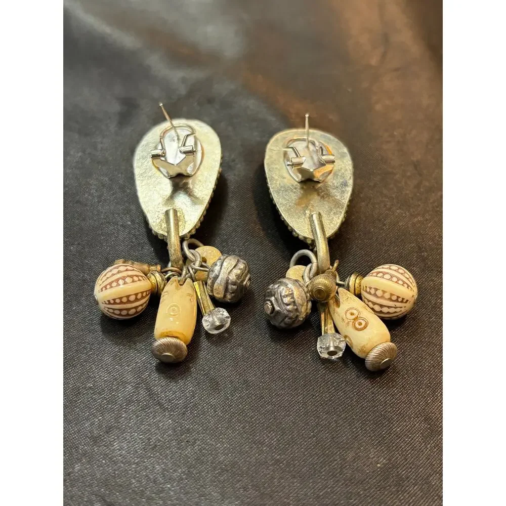 Vintage Handmade Dangle Earrings 33g 2.75”